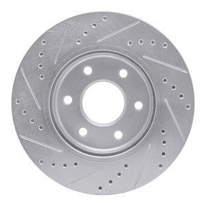 Nissan Frontier Brake Rotor (1) - Front Right - R1 Concepts - Drilled & Slotted - Silver - `05-`21